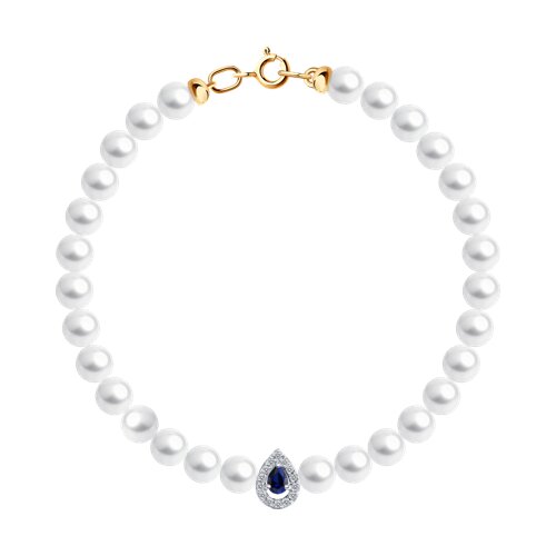 Brățară din aur roșu cu pietre Diamant, Perla Albă și Corindon