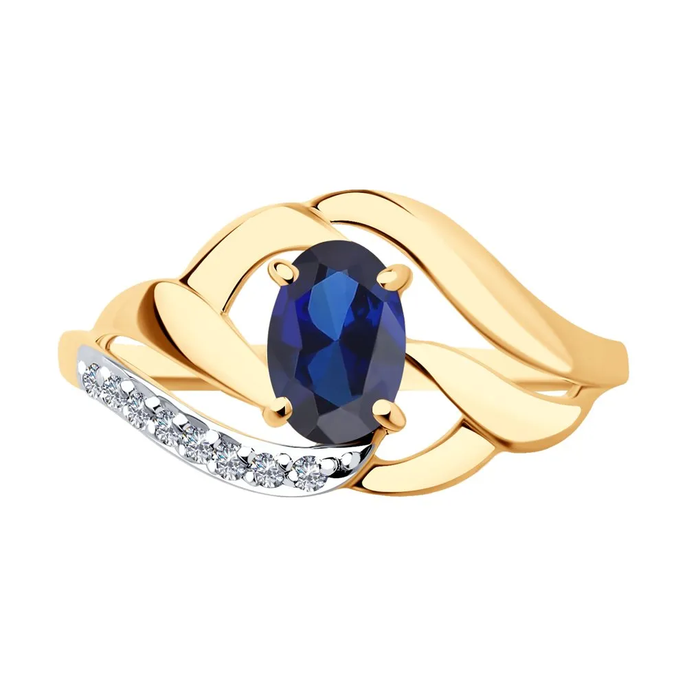 Inel din aur roșu cu Cubic Zirconia Incolor, Corindon