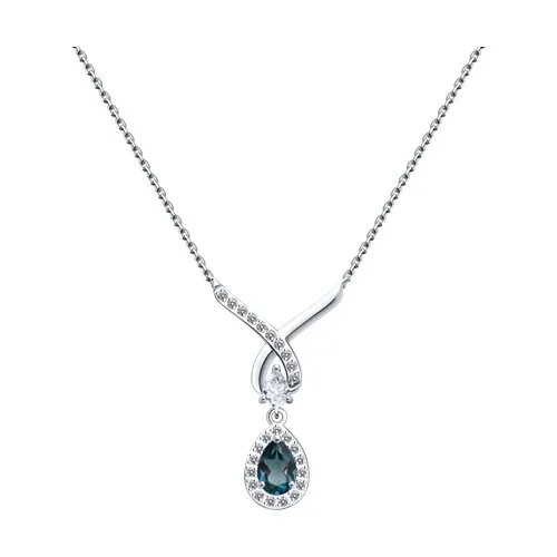 Colier din aur alb cu Cubic Zirconia Incolor, Topaz London