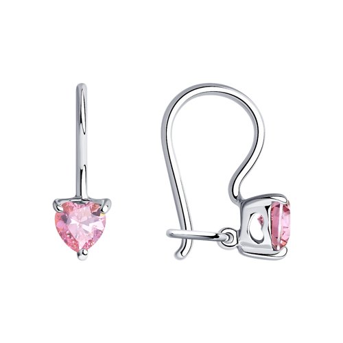 Cercei p-u copii din argint  cu pietre Cubic Zirconia Roz