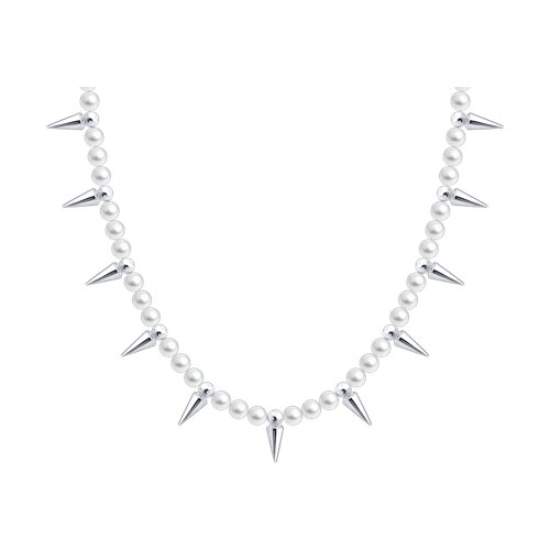 Colier din argint  cu pietre Perla Imit., Tijă din oțel
