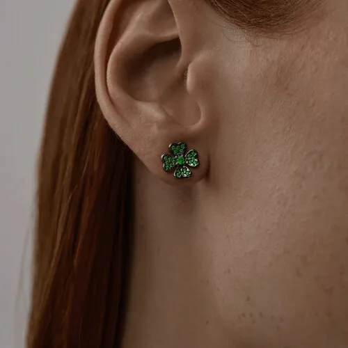 Cercei Pusete din argint cu Cubic Zirconia Verde