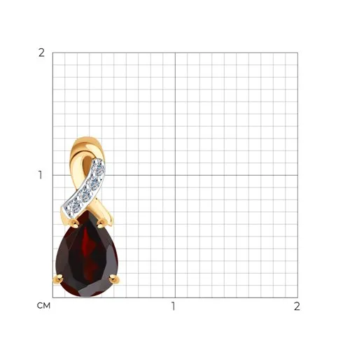Pandantiv din aur roșu cu Cubic Zirconia Incolor, Granat