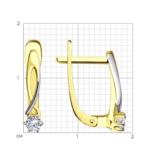 Cercei din aur galben cu pietre Cubic Zirconia Incolor