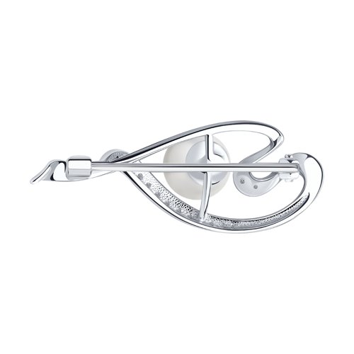 Broșă din argint  cu pietre Cubic Zirconia Incolor, Perla Imit.