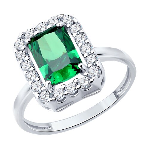 Inel din argint  cu pietre Cubic Zirconia Incolor, Cubic Zirconia Verde