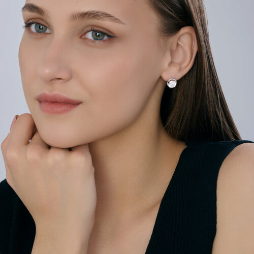 Серьги из серебра с камнями Фианит