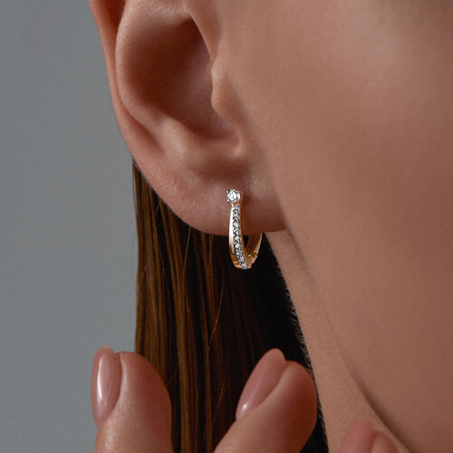 Cercei din aur roșu cu pietre Cubic Zirconia Incolor