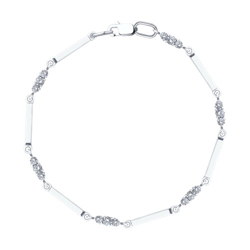 Браслет из белого золота с камнями Фианит