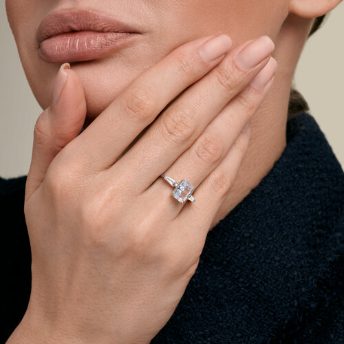 Inel din argint  cu pietre Cubic Zirconia Incolor, Cubic Zirconia Albastru