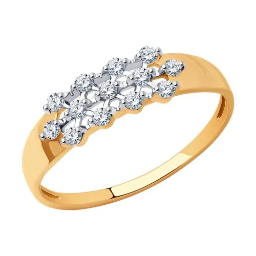 Inel din aur roșu cu Cubic Zirconia Incolor