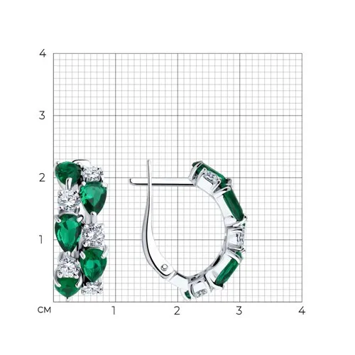 Cercei din argint cu Cubic Zirconia Incolor, Cubic Zirconia Verde