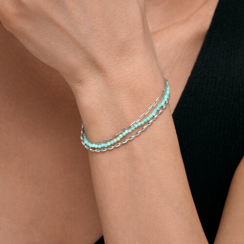 Браслет из серебра с камнями Амазонит