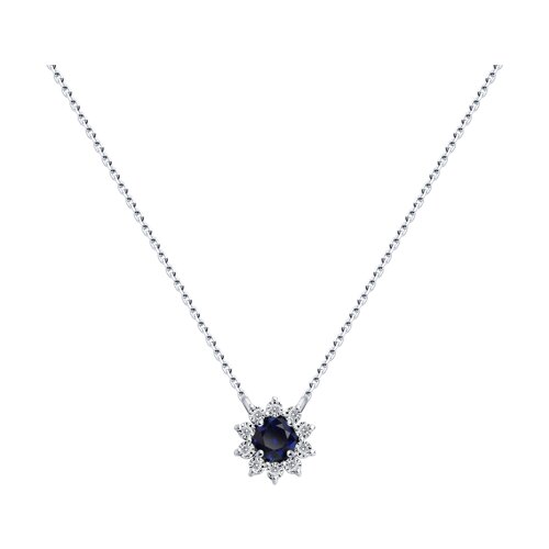Colier din aur alb cu pietre Diamant, Corindon