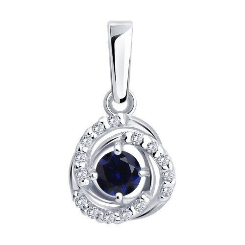 Pandantiv din argint  cu pietre Cubic Zirconia Incolor, Safir