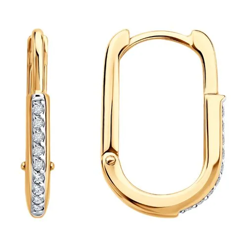 Cercei Creole din aur roșu cu Cubic Zirconia Incolor