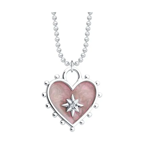 Colier din argint cu Cubic Zirconia Incolor, Emailare