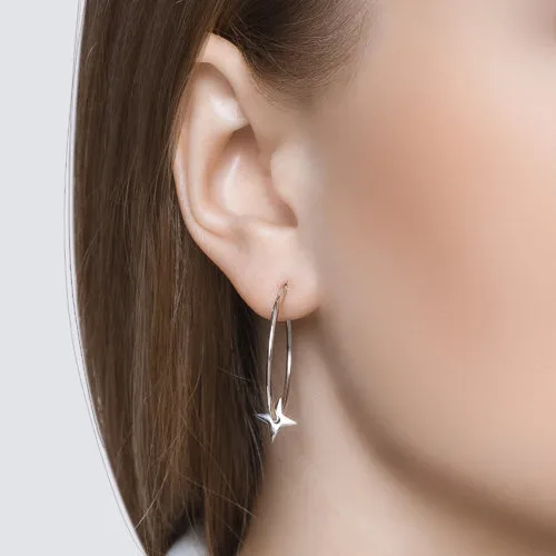 Cercei Creole din argint cu Cubic Zirconia Incolor