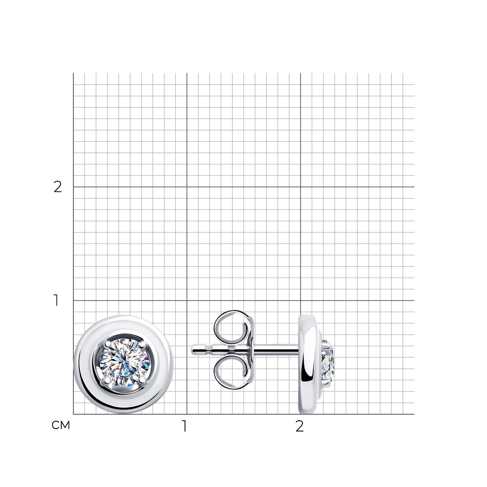 Cercei Pusete din argint  cu pietre Cubic Zirconia Incolor, Emailare
