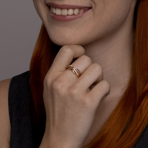 Inel din aur roșu cu pietre Cubic Zirconia Incolor