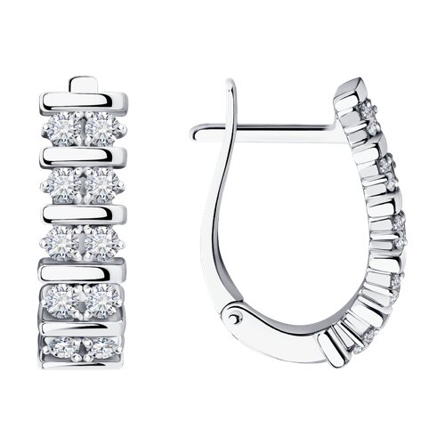 Cercei din aur alb cu pietre Diamant