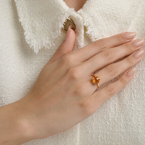 Кольцо из красного золота с камнями Цитрин