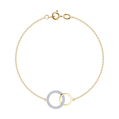 Браслет из красного золота с камнями Фианит