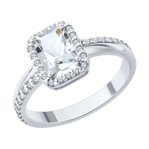 Inel din argint cu Cubic Zirconia Incolor, Cristal de munte
