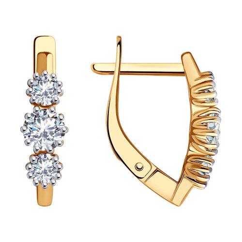 Cercei din aur roșu cu pietre Cubic Zirconia Incolor