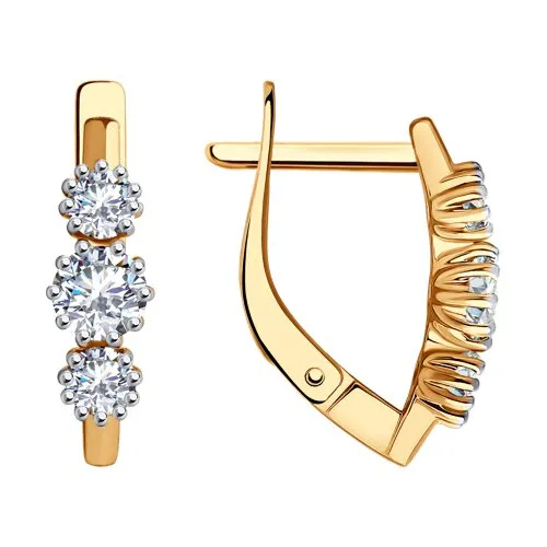 Cercei din aur roșu cu Cubic Zirconia Incolor