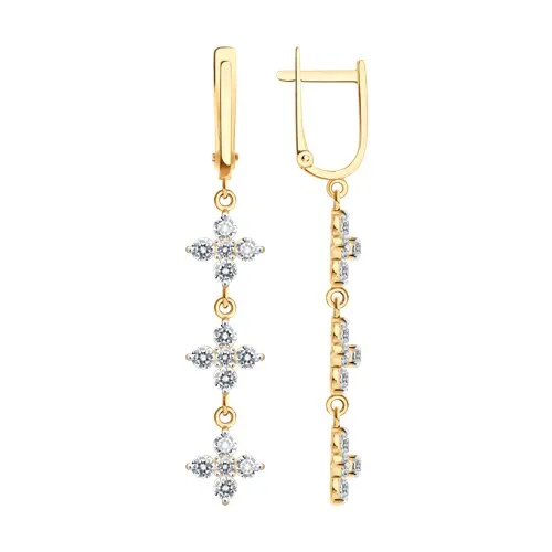 Cercei Suspendați din aur roșu cu Cubic Zirconia Incolor