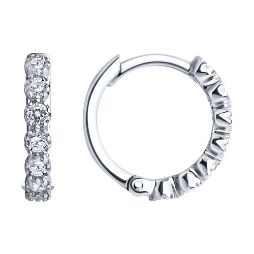 Cercei Creole din argint  cu pietre Cubic Zirconia Incolor