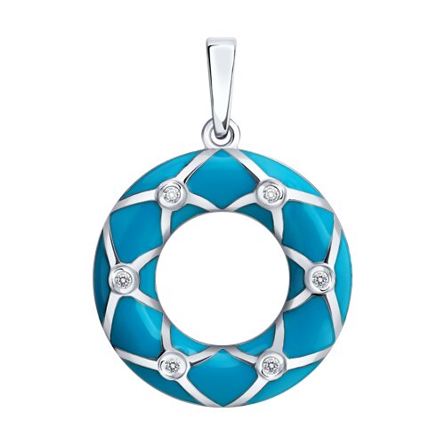 Pandantiv din argint  cu pietre Cubic Zirconia Incolor, Emailare