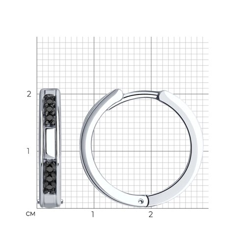 Cercei Creole din argint  cu pietre Cubic Zirconia Negru