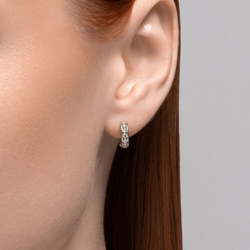 Cercei Creole din argint  cu pietre Cubic Zirconia Incolor