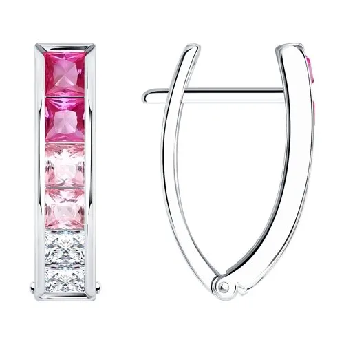 Cercei din argint cu Cubic Zirconia Incolor, Cubic Zirconia Roz