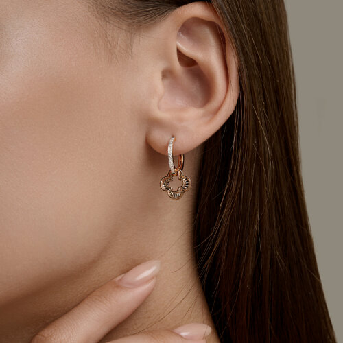 Серьги Конго из красного золота с камнями Бриллиант