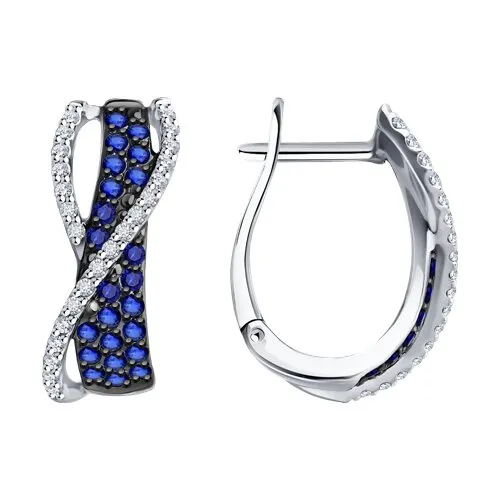 Cercei din aur alb cu Diamant, Safir