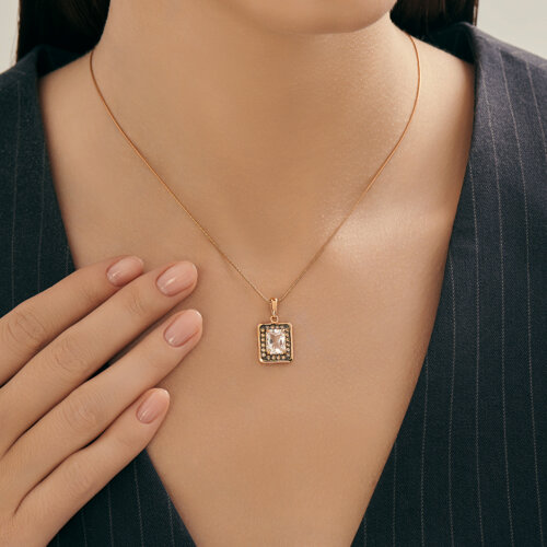 Pandantiv din aur roșu cu pietre Cubic Zirconia Galben, Cristal de munte