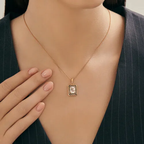 Pandantiv din aur roșu cu Cubic Zirconia Galben, Cristal de munte