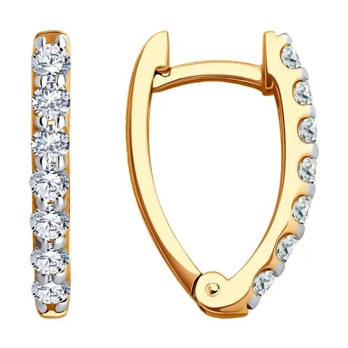 Cercei Creole din aur roșu cu Cubic Zirconia Incolor
