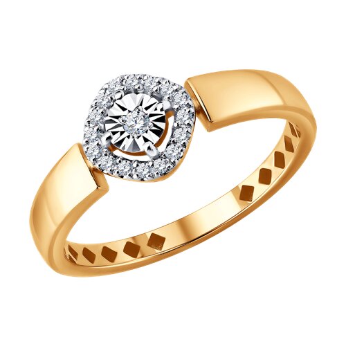 Inel din aur alb și roșu cu pietre Diamant