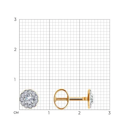 Cercei Pusete din aur roșu cu Cubic Zirconia Incolor