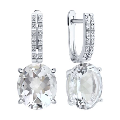 Cercei Suspendați din aur alb cu pietre Diamant, Cristal de munte