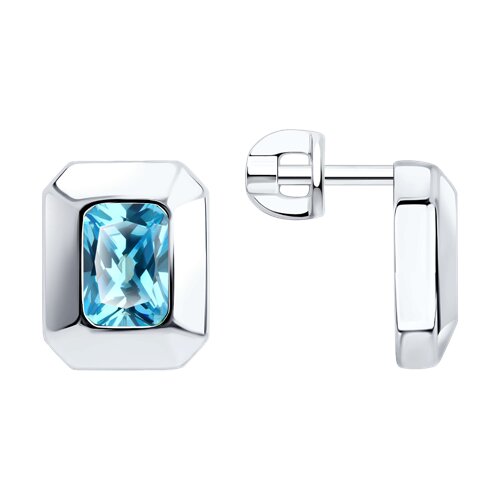 Cercei Pusete din argint  cu pietre Cubic Zirconia Albastru