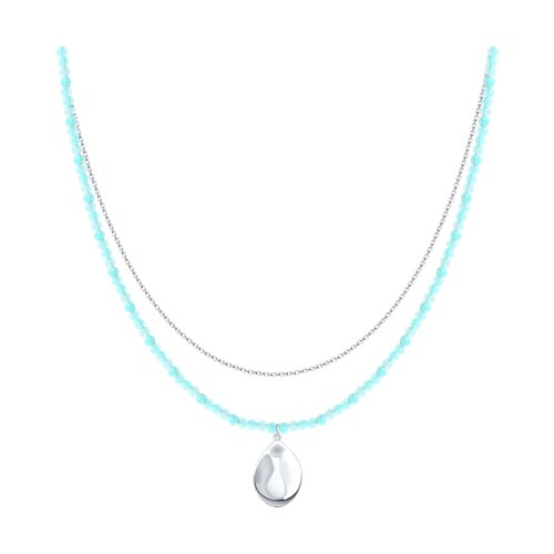 Colier din argint  cu pietre Amazonit, Fir transparent