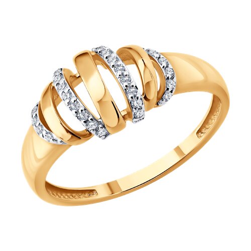 Кольцо из красного золота с камнями Бриллиант