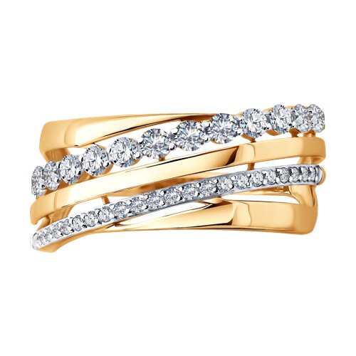 Inel din aur roșu cu pietre Cubic Zirconia Incolor