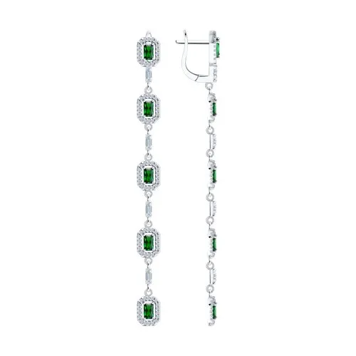 Cercei Suspendați din argint cu Cubic Zirconia Incolor, Cubic Zirconia Verde