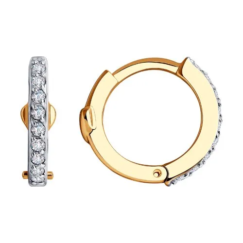Cercei Creole din aur roșu cu Cubic Zirconia Incolor